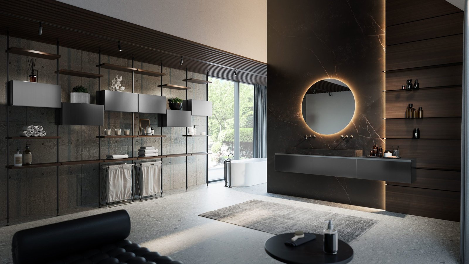 Salle de bain avec meuble double vasque sur mesure